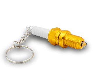 LED light spark plug keychain (Option: Golden)