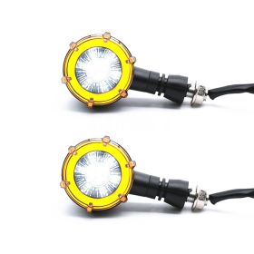 Turn Signal Lights, Motorcycle Modification LED Two-Color Water Indicator Signal (Option: Yellow white-2pc)