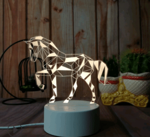 Led night light owl 3D table lamp can touch colorful (Option: Horse2-Seven color touch 4W)