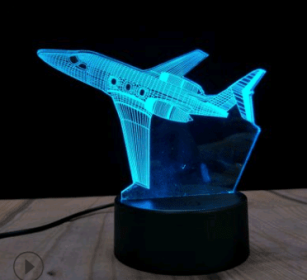 Led night light owl 3D table lamp can touch colorful (Option: Aircraft 2-Seven color touch 4W)