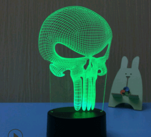 Led night light owl 3D table lamp can touch colorful (Option: Skull-Seven color touch 4W)